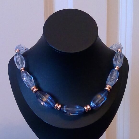 Blue Ombre Acrylic Beads Necklace - Picture 1 of 6
